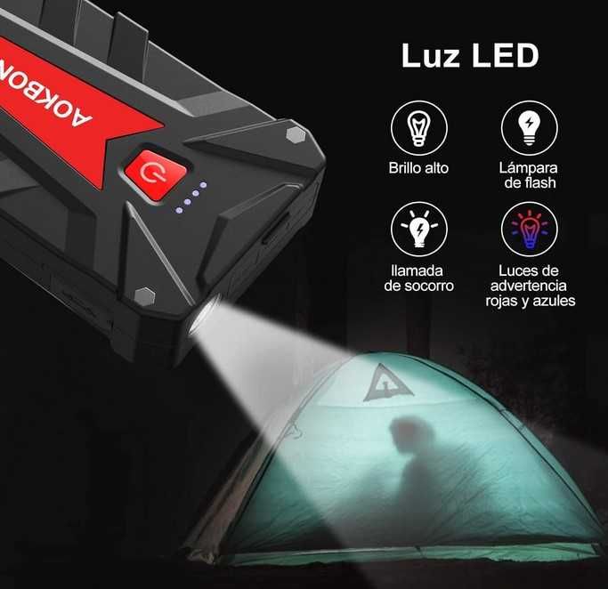 Booster Arrancador de Carro, Barco, Trator, 12v 1200A, PowerBank