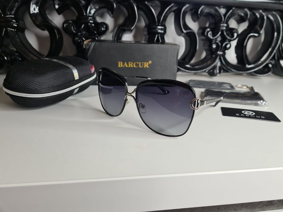 HIT Nowe Damskie Okulary Przeciwsłoneczne BARCUR UV400 Czarne Okazja