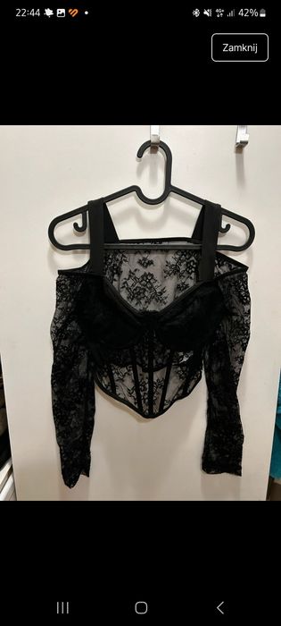 Top koronkowy jak gorset piękny czarny seksowny