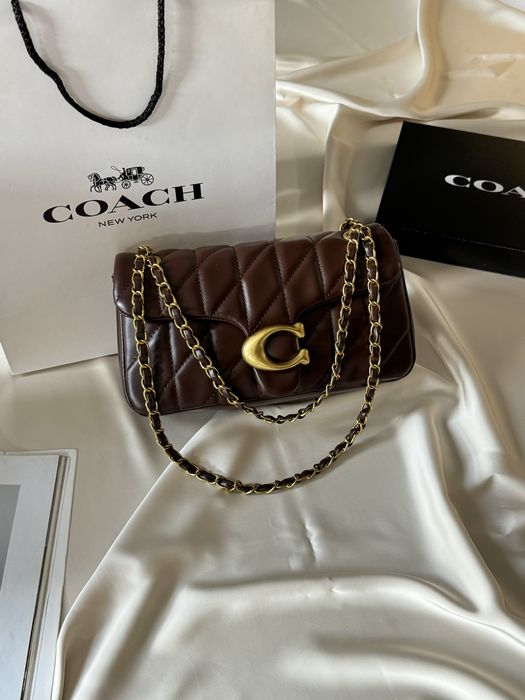 Жіноча сумка Coach tabby на ланцюжку кроссбоди женская сумка коричневая коуч клатч на цепочке