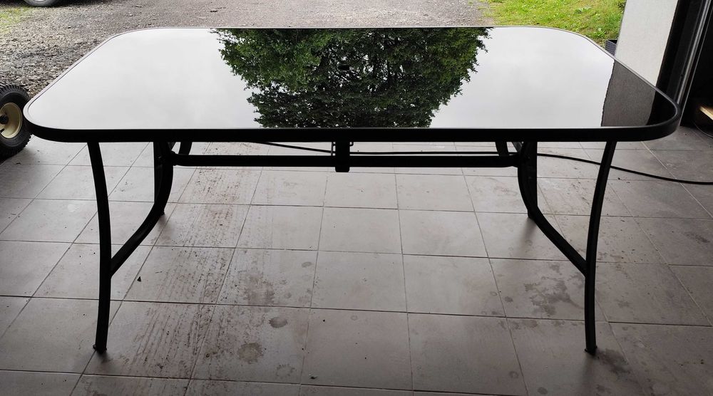 Stół ogrodowy szklany blat, 160x90x73 cm