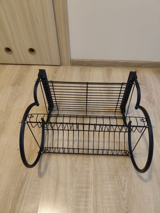 Suszarka do naczyń dwupoziomowa czarna 40x25x38 cm osuszacz ociekacz