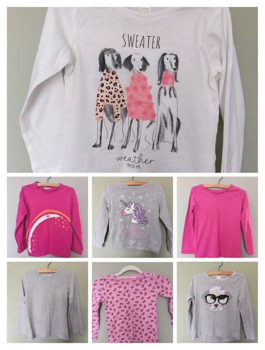 Zestaw bluzek z długim rękawem dla dziewczynki 110, 116