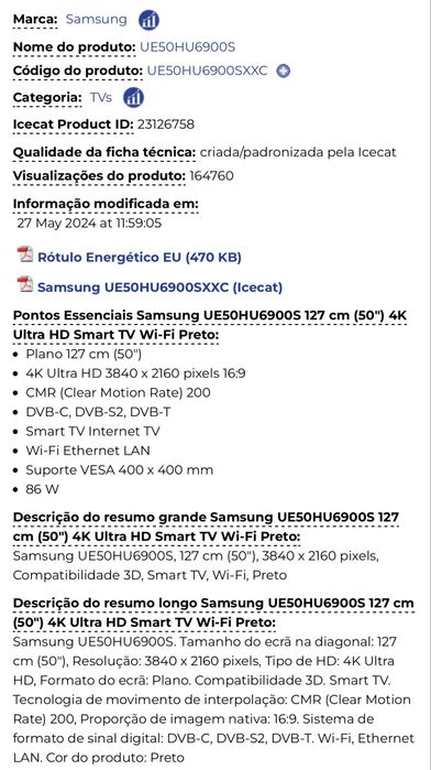 SMART TV Samsung 50’