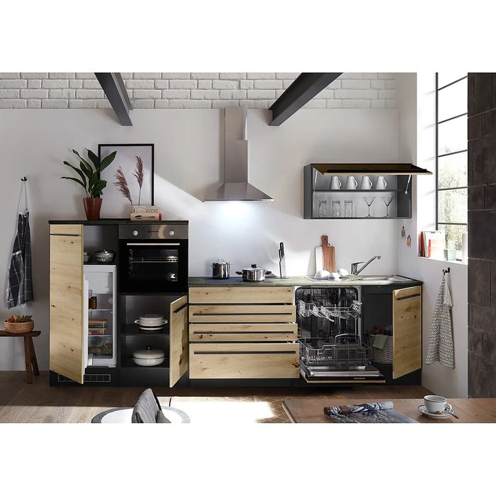 Nowoczesna kuchnia w stylu loft / industrial + czarne akcenty