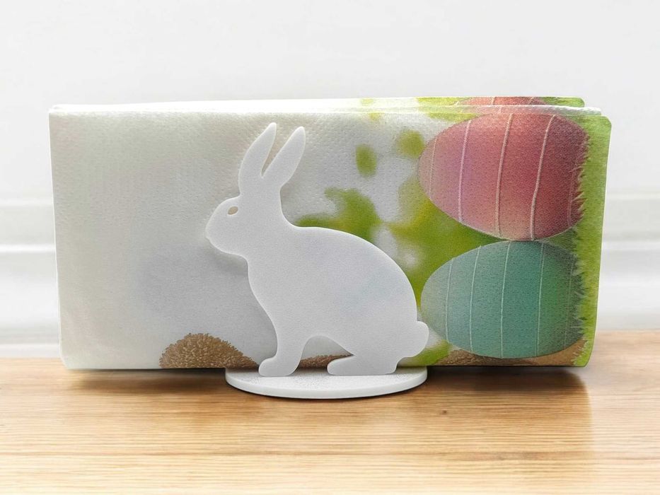 Serwetnik – Wielkanocny stojak na serwetki - Ozdoba Królik - Biały