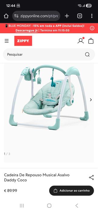 Cadeira baloiço para bebé