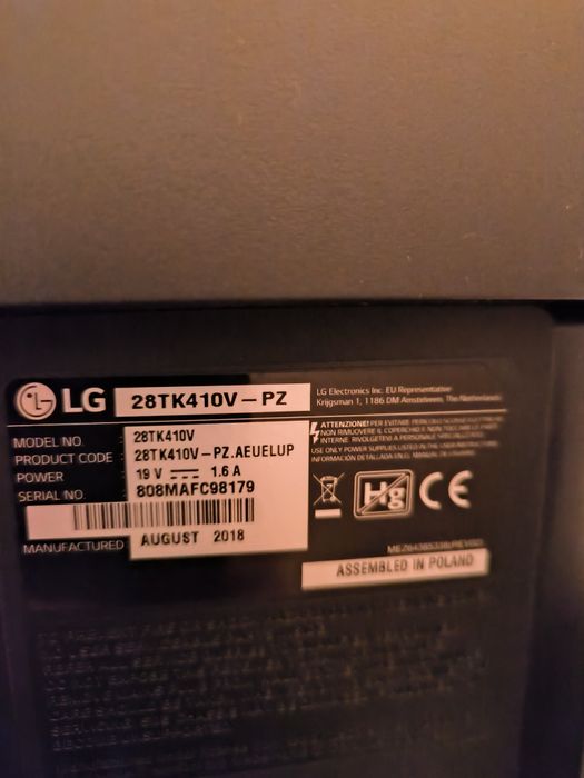 Televisão LG sem garantia