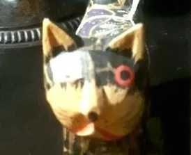 Gato preto madeira decorativo