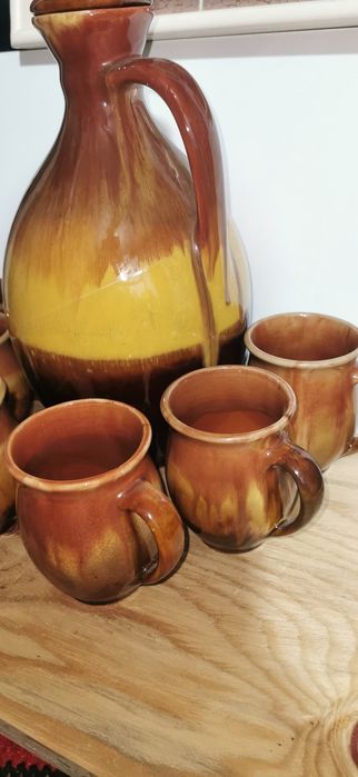 Кувшин и чашки Васильковская Майолика