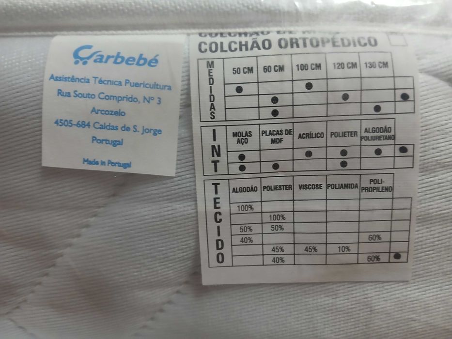 Colchão ortopédico para berço 60x120