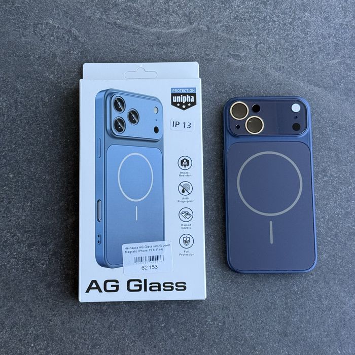 Чохол iPhone 13 | 14 Ag Glass матовий скляний з MagSafe дизайн айфон 17. Чехол айфон 13 | 14 в стиле айфон 17 из защитой камер