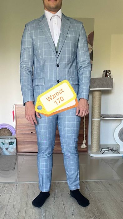 Garnitur męski w kratę z dodatkami rozmiar L