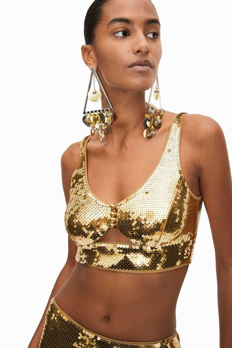 Rabanne H&M top cekinowy złoty elegancki  R. L