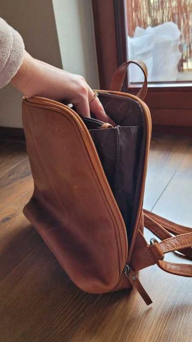 Brązowy skórzany plecak damski Stilord model: Calla - perełka