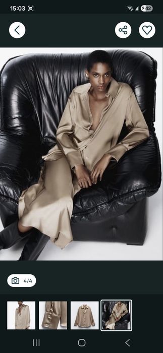 Рубашка сорочка Zara сатин шовк атлас