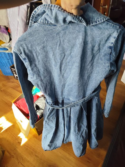 Płaszcz, sukienka jeansowa m,l