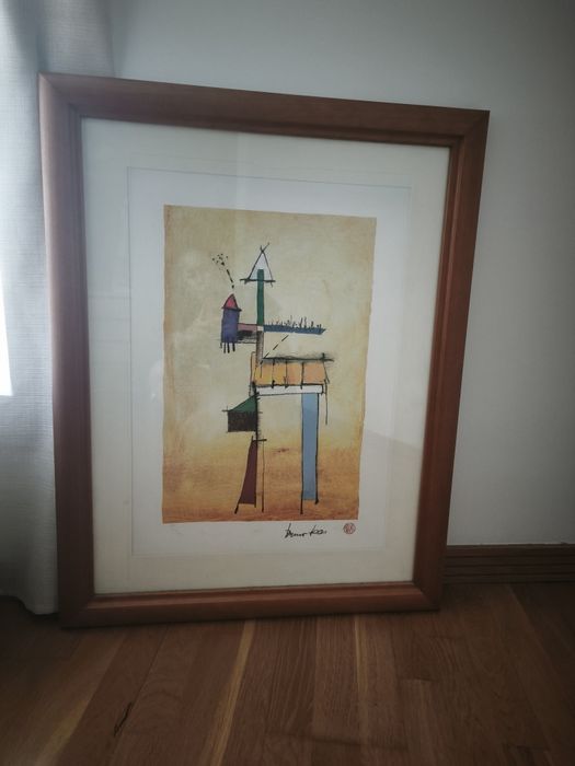 Quadro / Gravura Abstrata "Die Spur" – Artista Bruno Haas (Com Moldura)