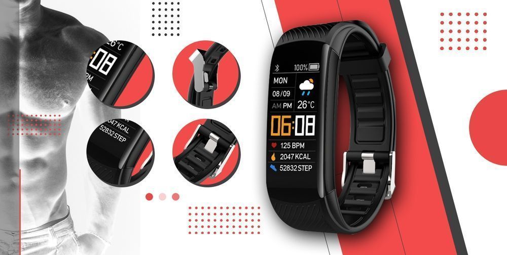 Smartwatch GIEWONT Czarno Czerwony 2 Paski GW200-1