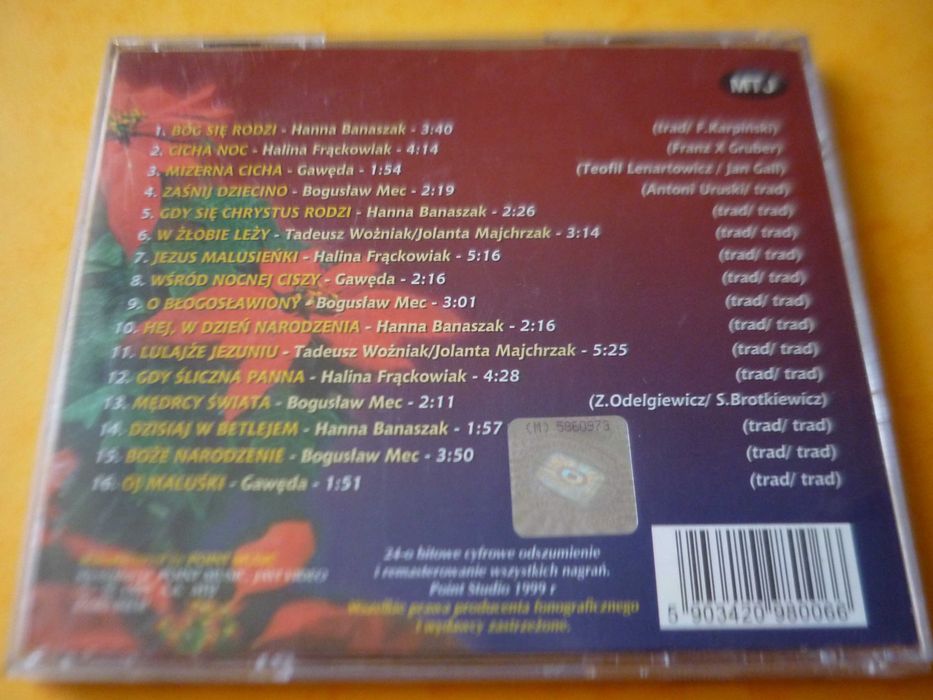Płyta CD "Polskie Kolędy": Woźniak, Frąckowiak, Gawęda, Banaszak, Mec