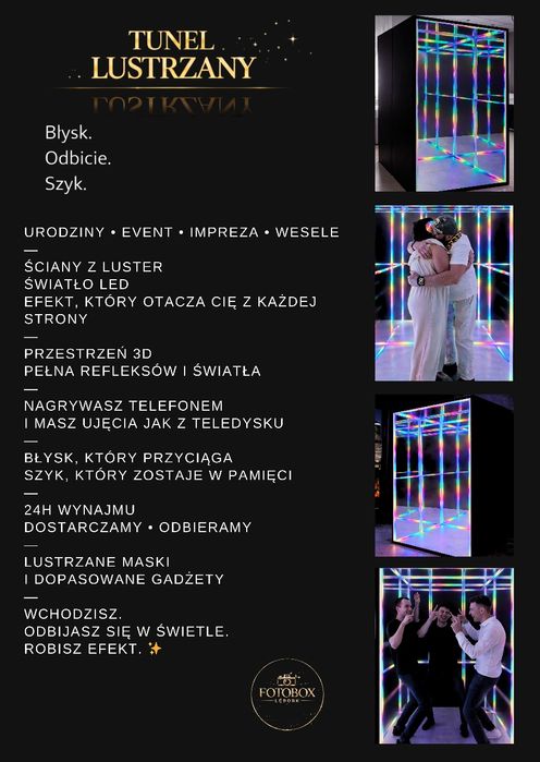 FOTOBOX Magazyn,Lustro,Studio,Tunel LED,Tunel Lustro.wesele