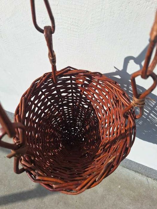 Koszyk wiklinowy wiklina kosz kwiaty wisząca doniczka osłonka ciemna