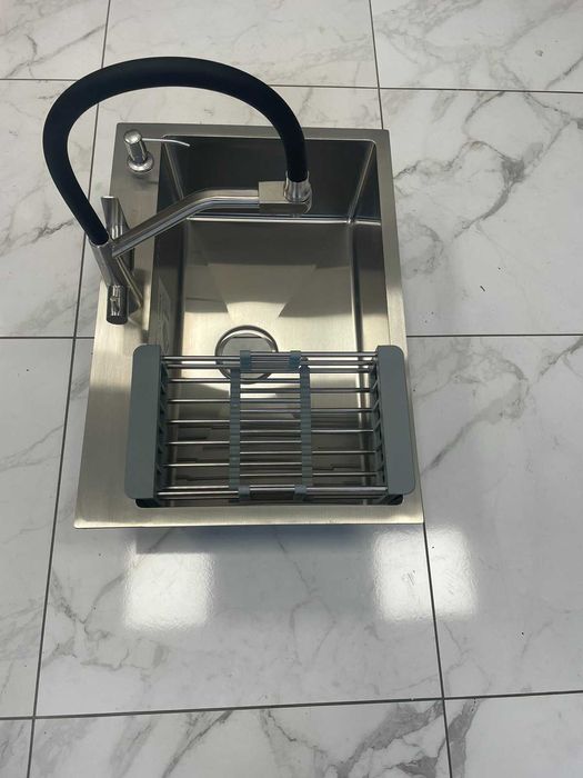 Опт. склад! Кухонна мийка Luminex 6545 чорна врізна Мойка с смесителем