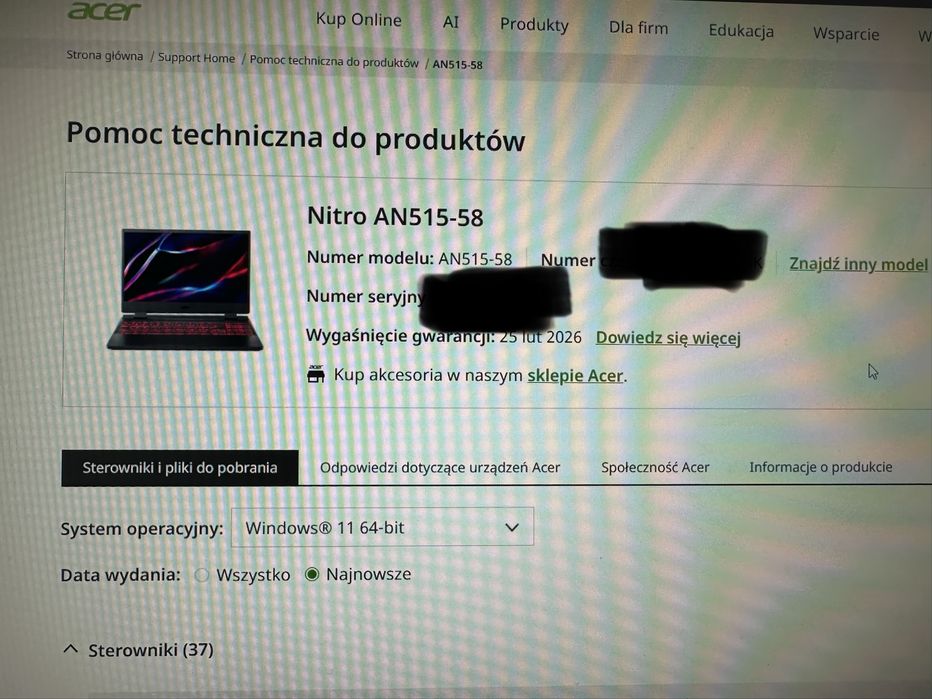 Laptop i7-12/rtx4050/32/1tb/165hz acer
