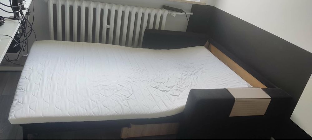 Sofa dwuosobowa, rozkładana, czarna