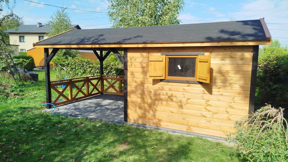 Domek narzędziowy z altanką 2w1 Kormoran 3x6 -Altany/Domki narzędziowe