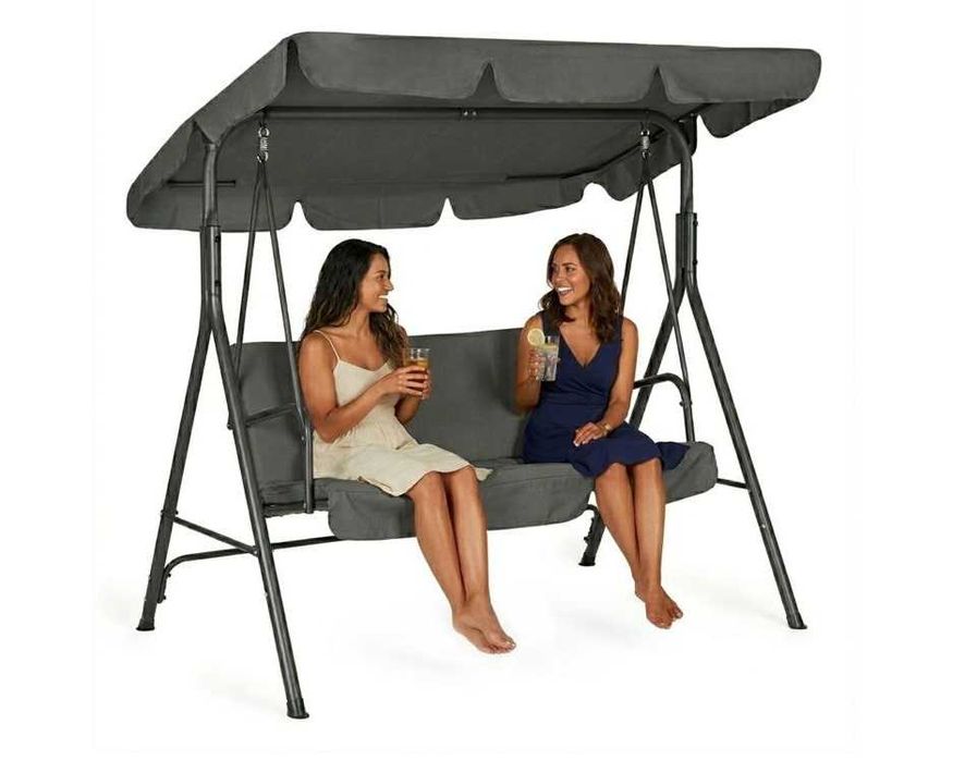 HUŚTAWKA OGRODOWA 3-osobowa bujana wolnostojąca - SZARA