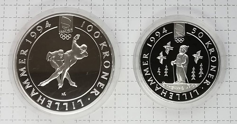 Норвегія набір 50+100 крон 1991р. СРІБЛО. ПРУФ. Олімпійські ігри.