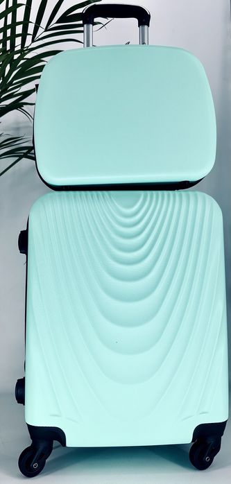 Zestaw walizek walizka i kuferek miętowy