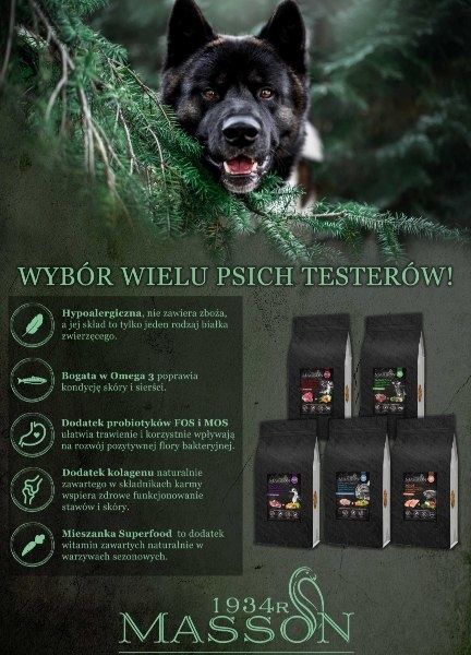 Masson karma dla psa Light & sterylizet Pstrąg & Łosoś, bezbożowa 12 kg