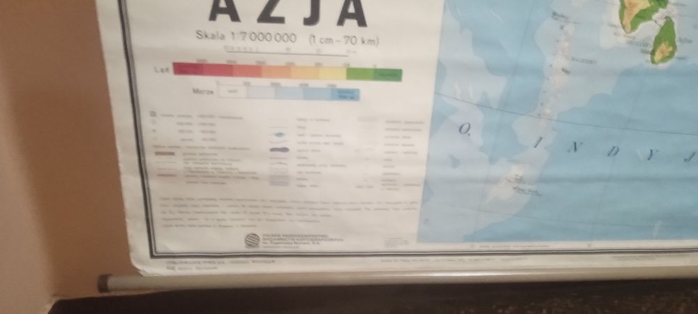 Mapa szkolna z okresu PRL - AZJA.