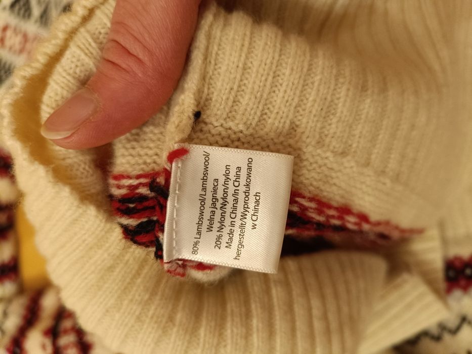 Wełniany sweter, wzorzysty,na sesję. Wool, wełna. 40