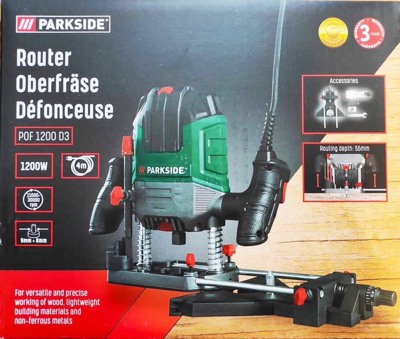Фрезер Болгарка інструменти PARKSIDE POF 1200 D3 1200 W +Набір фрез.