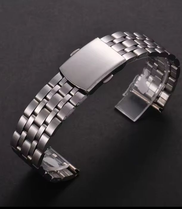 Bransoleta metalowa srebrna do zegarka, szer. 18 mm