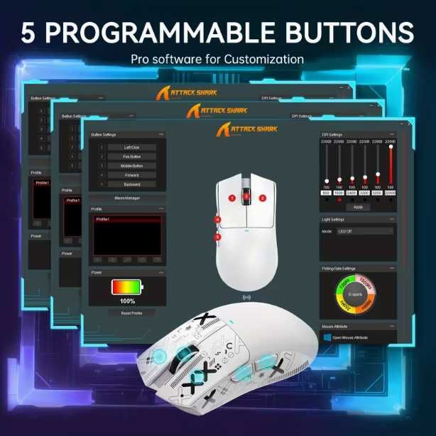 ‼️ТОП‼️ Мишка Attack Shark X11 PAW3311 22K DPI | Док Донгл Bluetooth