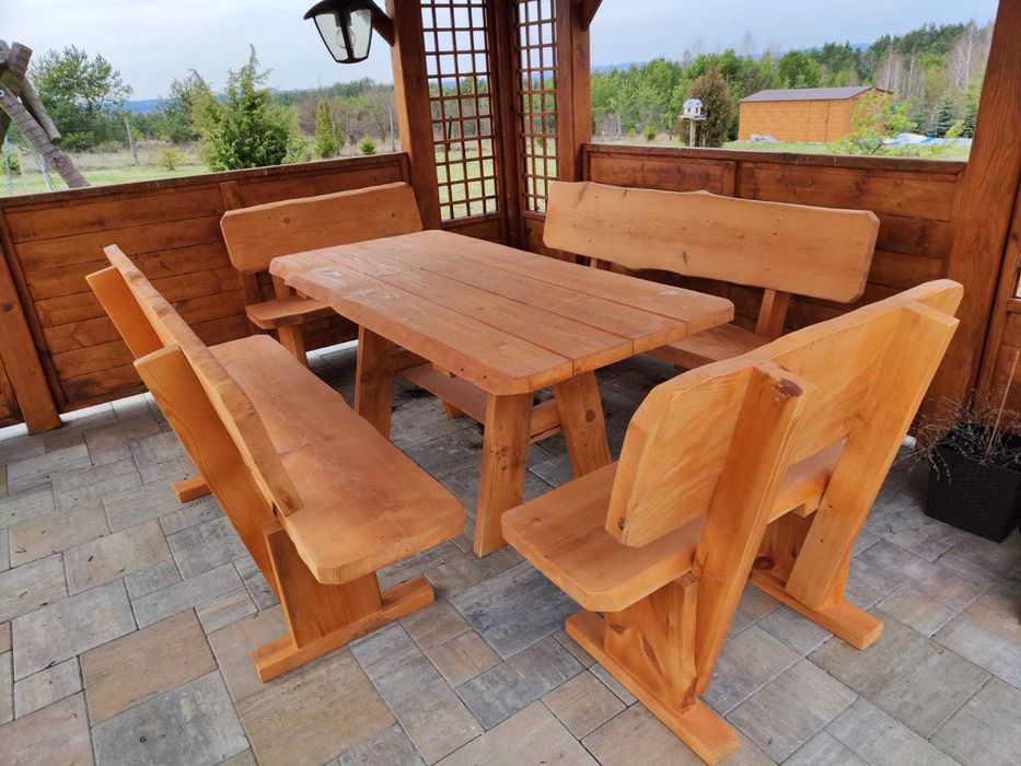 Meble ogrodowe drewniane góralskie biesiadne LITE DREWNO :