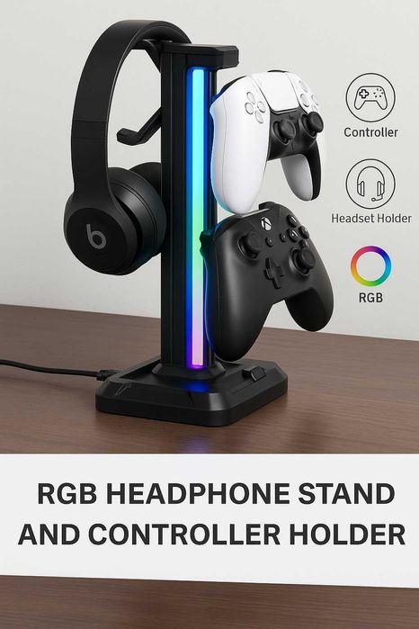 Stojak RGB na słuchawki i kontrolery – Headphone & Controller Holder