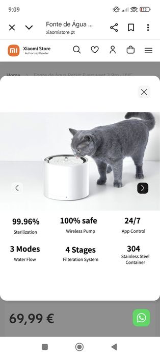 Fonte água bebedouro Xiaomi