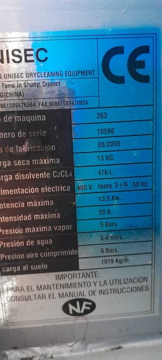Máquina limpeza a seco unisec como novo  3 depositos