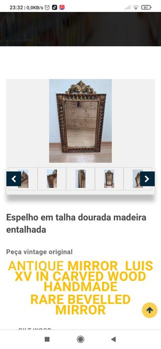 Espelho antigo em talha dourada