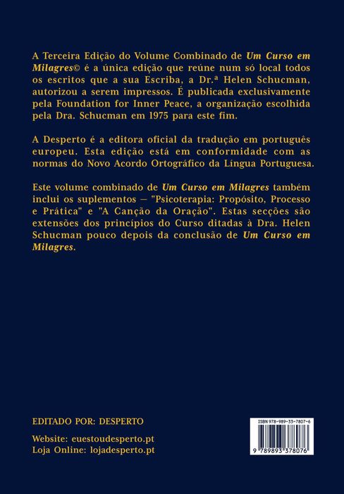 Um Curso em Milagres (Capa Dura em Português Portugal)