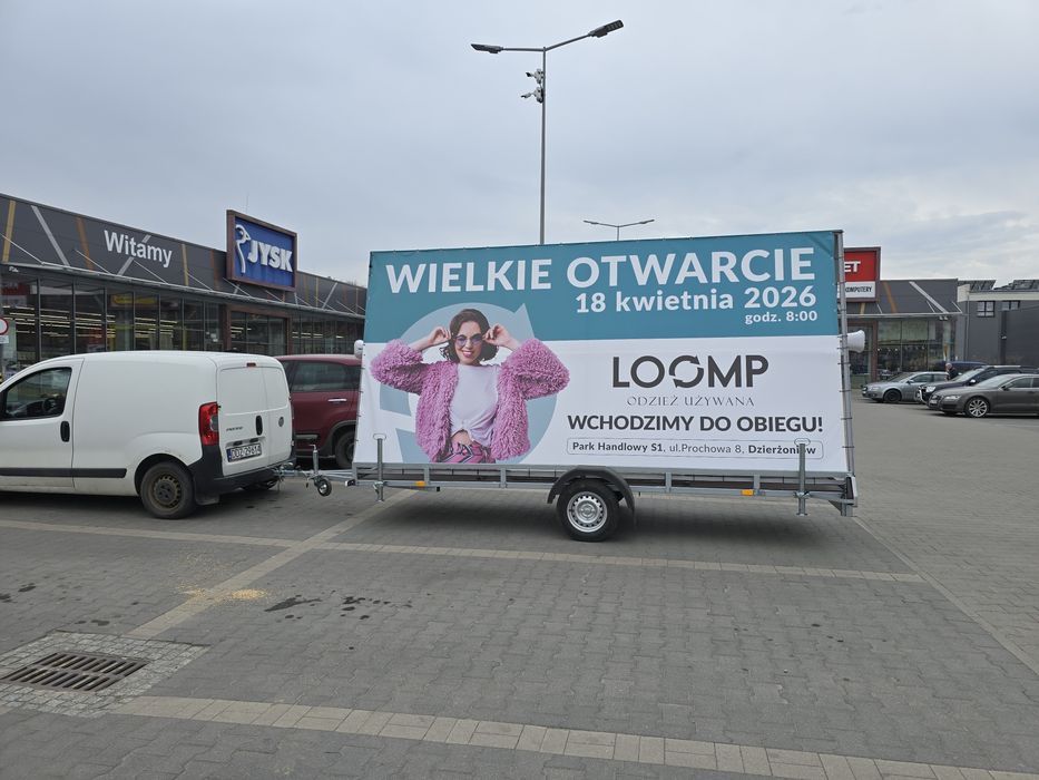 Wynajem przyczepy reklamowej | Mobilny billboard | Reklama Wrocław