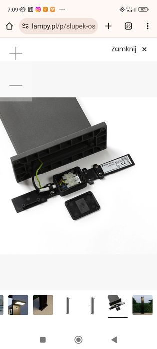 Słupek oświetleniowy LED Lucande Silva 100 cm ,czujnik antracyt