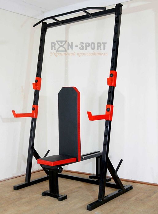 Стійка силова з турніком + Лавка для жиму PROF Powertec RED