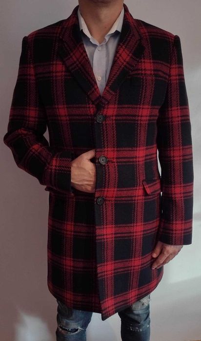 Płaszcz Pako Lorente czerwono - czarna krata