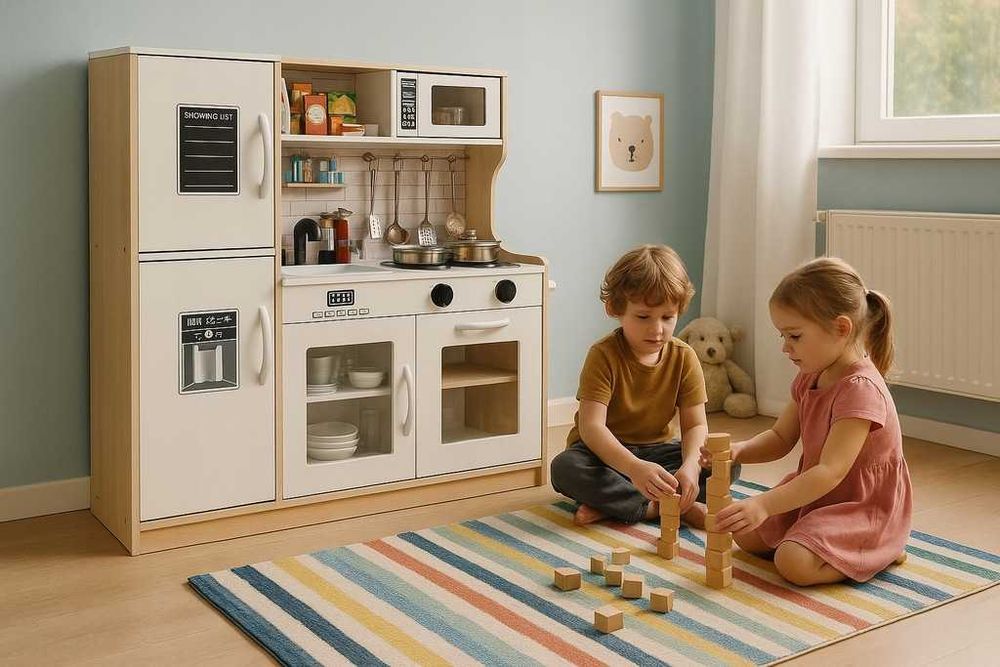 Кухня игровая деревянная, детская кухня большая Nela звук ефект